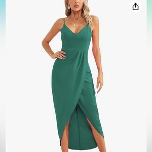 Turquoise Spaghetti Strap Wedding Guest Dress - Zip up back & adjustable straps